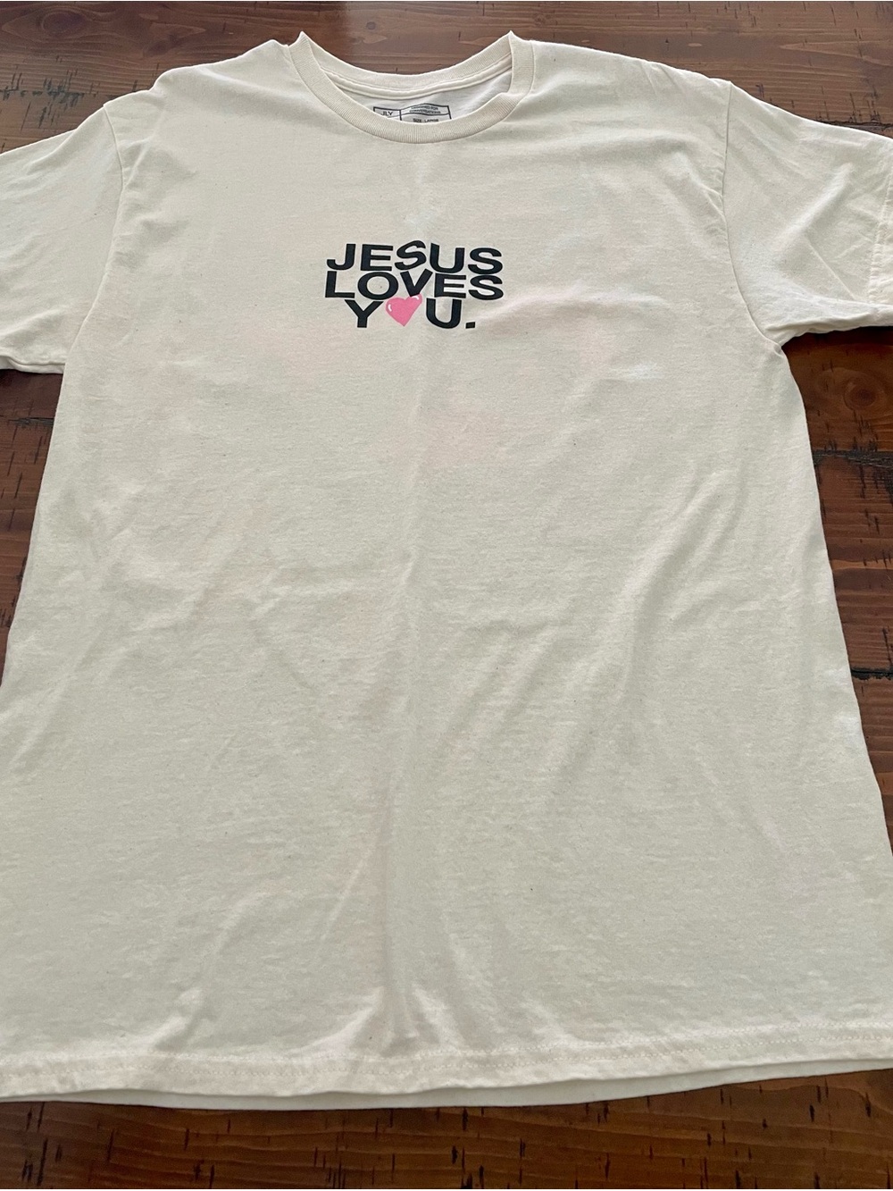Cream color  "Jesus Loves You" Short Sleeve Tee